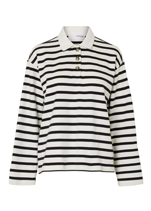 Wada ls stripe polo Snowwhite/Black Selected Femme